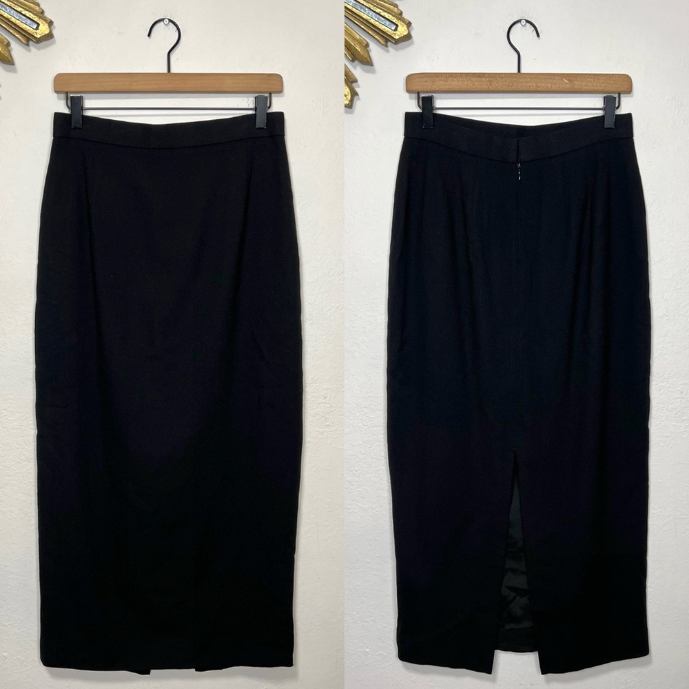 Classiques For Nordstrom Black Wool Midi Pencil Skirt
